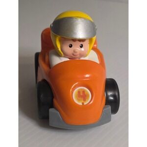 Fisher-Price Little People Wheelies Orange Hot Rod #4 Made in China w Driver